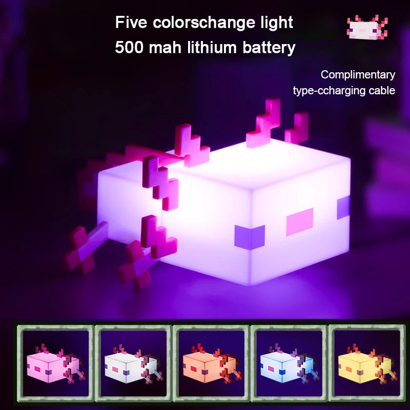 MC Game Salamander Lamp Five Color Toy Atmosphere Light Modes Lamp to Decorate Your Gaming Desk or Night Stand Children'S Gift