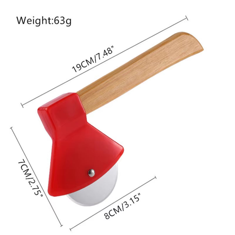 1Pcs Pizza Cutter Wheel, Axe Shaped Stainless Steel Pizza Knife with Bamboo Handles and Sharp Rotating Blades, Pizza Slicer Roll